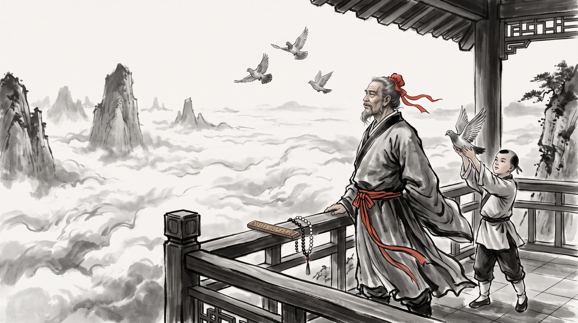 Illustration: The Sea of Cloud-Peaks and the Compass of Differing Marks