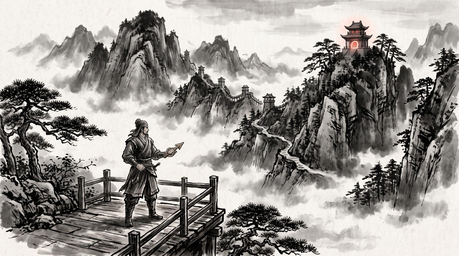 Illustration: The Mountain Compass and the Patrolling Talisman